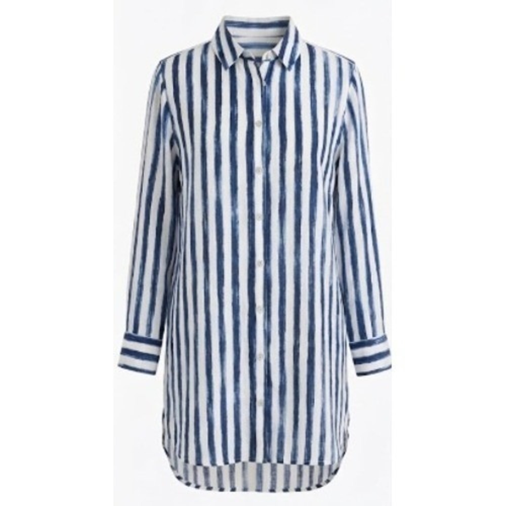 Title: Chico's No Iron 100% Linen Striped Tunic Sz 1 (US 8)‎